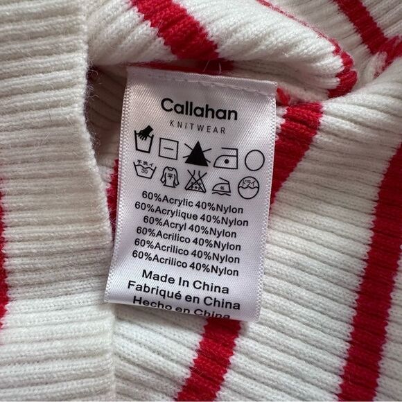 Callahan Lucy Red & White Stripe Turtleneck Short Sleeve Cropped Sweater Size XS - Picture 10 of 11